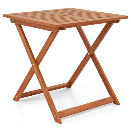 29.5 Inch x 29.5 Inch Patio Dining Table with Teak Painting and Umbrella Hole - Teak - Patio Dining Tables