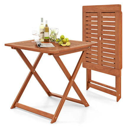 29.5 Inch x 29.5 Inch Patio Dining Table with Teak Painting and Umbrella Hole - Teak - Patio Dining Tables