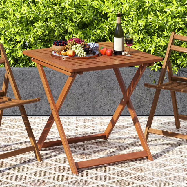 29.5 Inch x 29.5 Inch Patio Dining Table with Teak Painting and Umbrella Hole - Teak - Patio Dining Tables