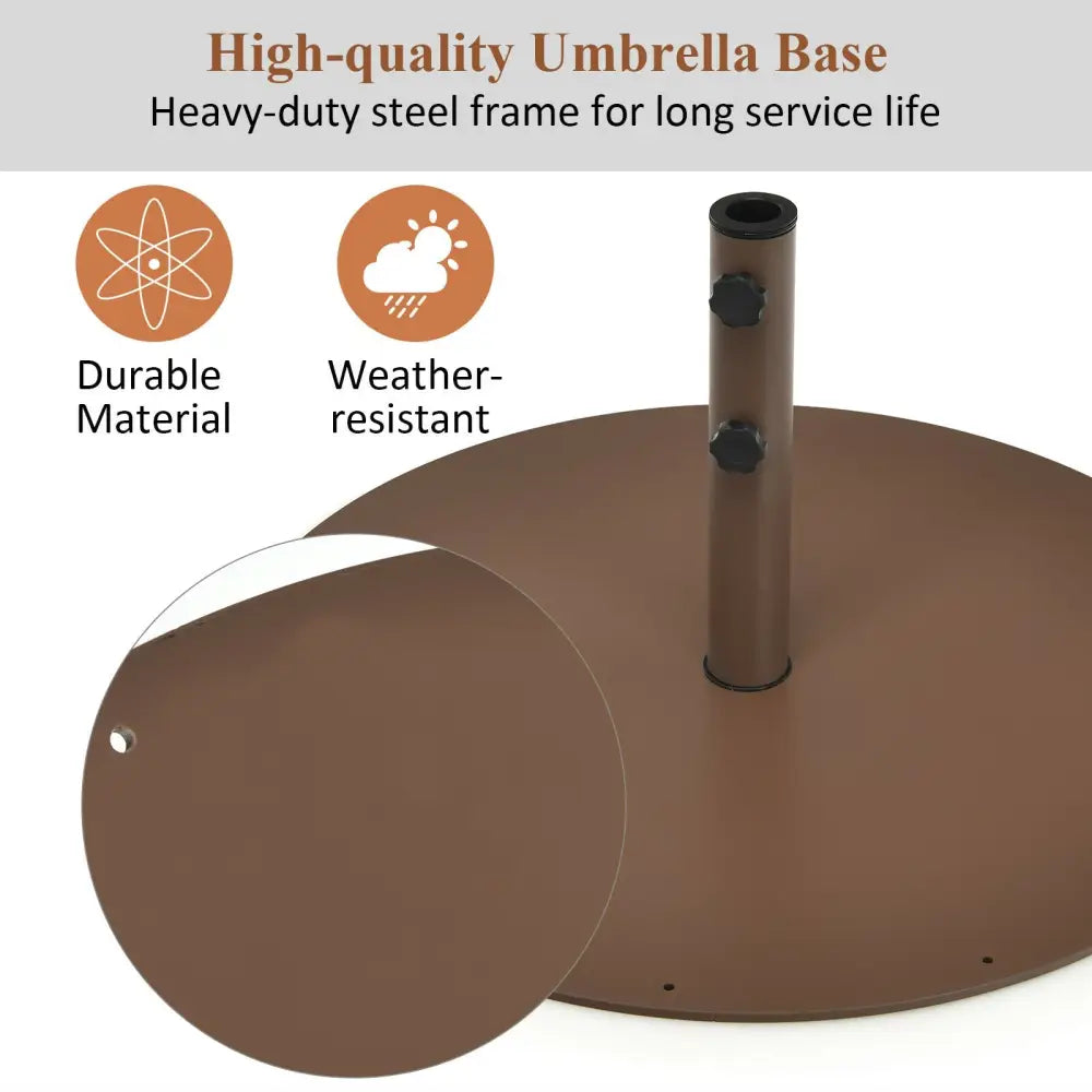 29.5 Inches Outdoor Steel Market Umbrella Base Stand for Backyard and Poolside - Brown - Outdoor Umbrella Bases