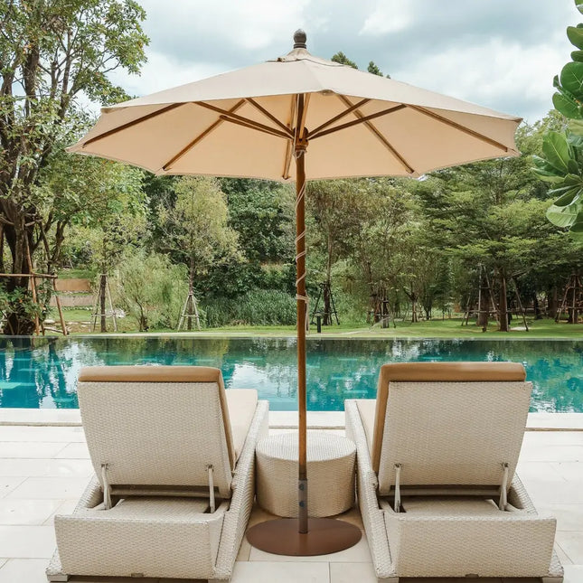 29.5 Inches Outdoor Steel Market Umbrella Base Stand for Backyard and Poolside - Brown - Outdoor Umbrella Bases