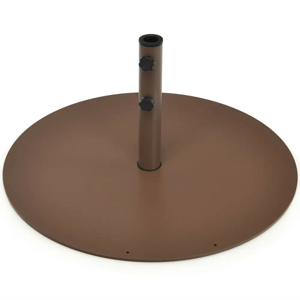 29.5 Inches Outdoor Steel Market Umbrella Base Stand for Backyard and Poolside - Brown - Outdoor Umbrella Bases