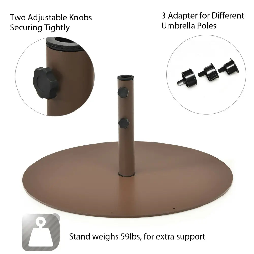 29.5 Inches Outdoor Steel Market Umbrella Base Stand for Backyard and Poolside - Brown - Outdoor Umbrella Bases