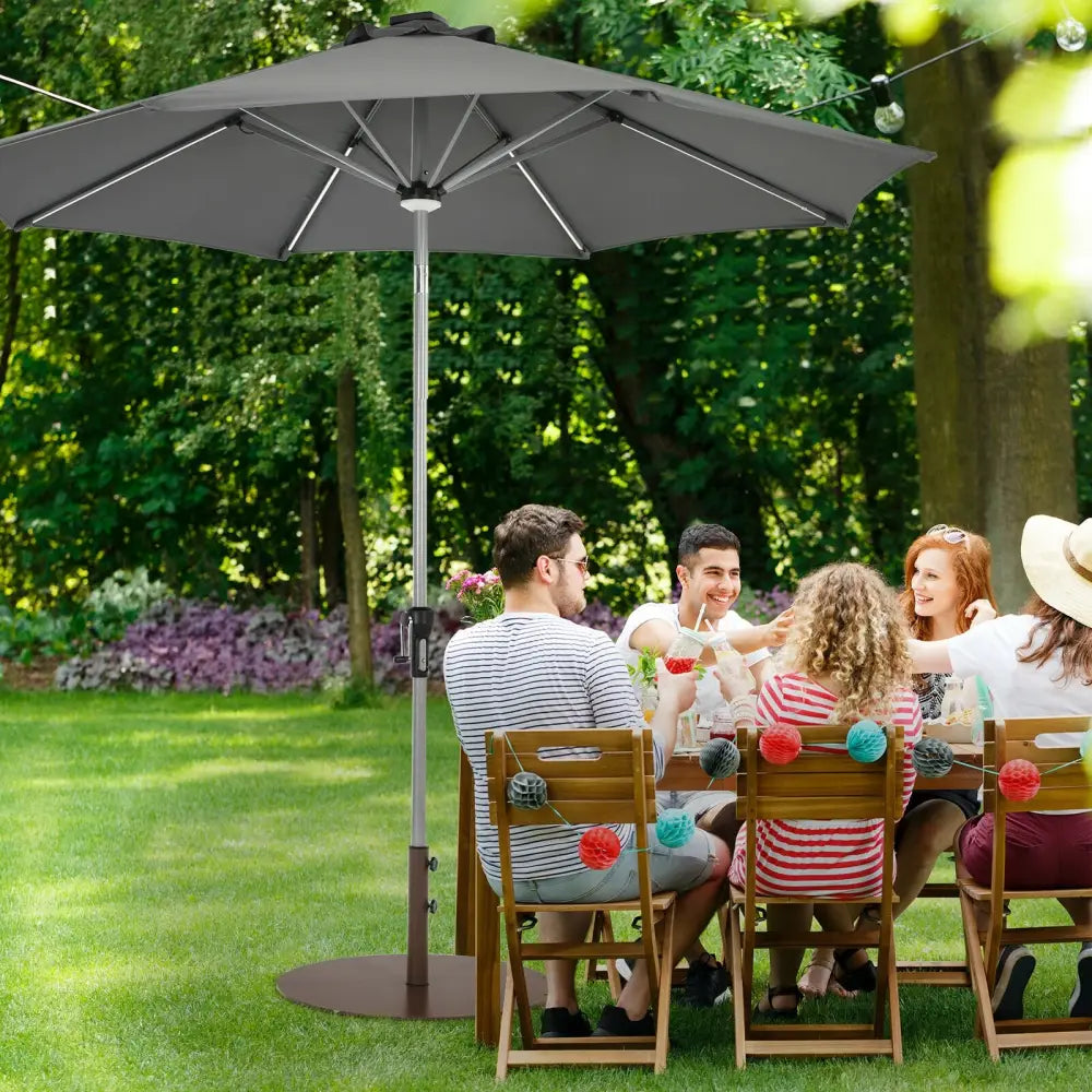 29.5 Inches Outdoor Steel Market Umbrella Base Stand for Backyard and Poolside - Brown - Outdoor Umbrella Bases