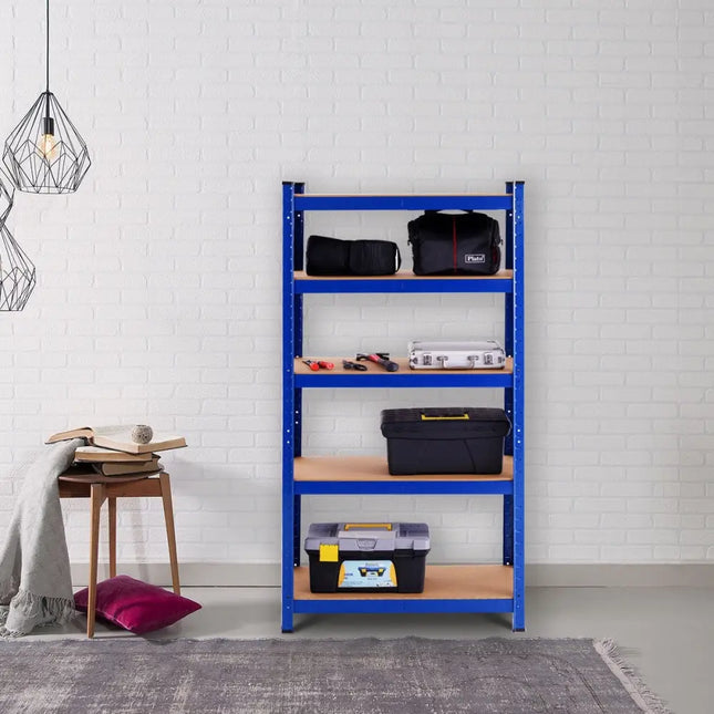 29.5 x 59 Inch Adjustable 5-layer 2000 lbs Capacity Tool Shelf - Blue - Garages