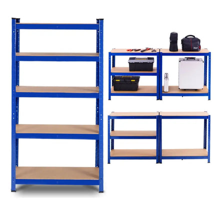 29.5 x 59 Inch Adjustable 5-layer 2000 lbs Capacity Tool Shelf - Blue - Garages