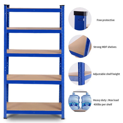 29.5 x 59 Inch Adjustable 5-layer 2000 lbs Capacity Tool Shelf - Blue - Garages