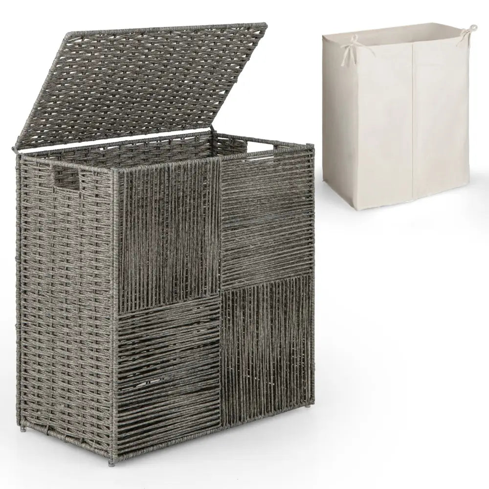 29 Gallons Laundry Hamper with Convenient Handles and Removable Liner Bag-Gray - Gray - Laundry Baskets
