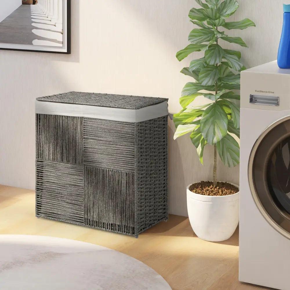 29 Gallons Laundry Hamper with Convenient Handles and Removable Liner Bag-Gray - Gray - Laundry Baskets