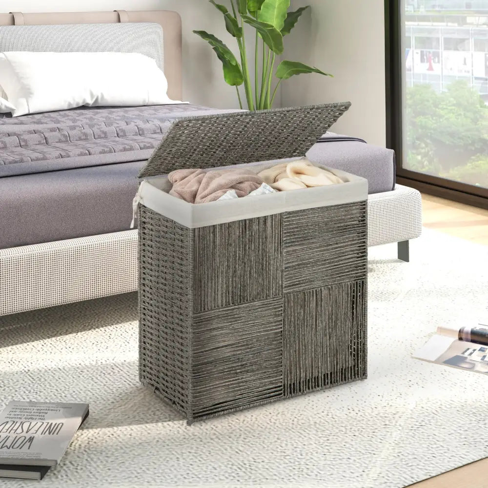 29 Gallons Laundry Hamper with Convenient Handles and Removable Liner Bag-Gray - Gray - Laundry Baskets