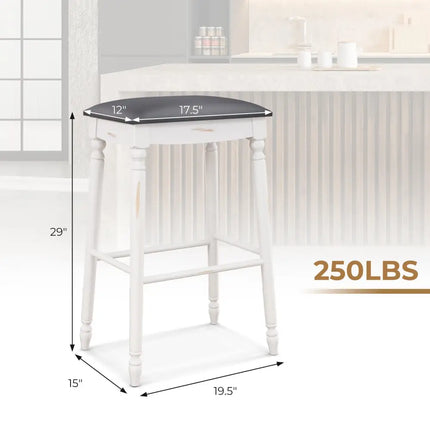 29 Inch Bar Stool Set of 2 with Padded Seat Cushions and Wood Legs-29 inches Costway