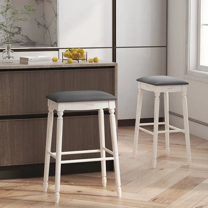 29 Inch Bar Stool Set of 2 with Padded Seat Cushions and Wood Legs-29 inches Costway