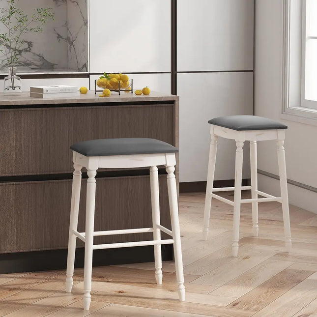 29 Inch Bar Stool Set of 2 with Padded Seat Cushions and Wood Legs-29 inches Costway