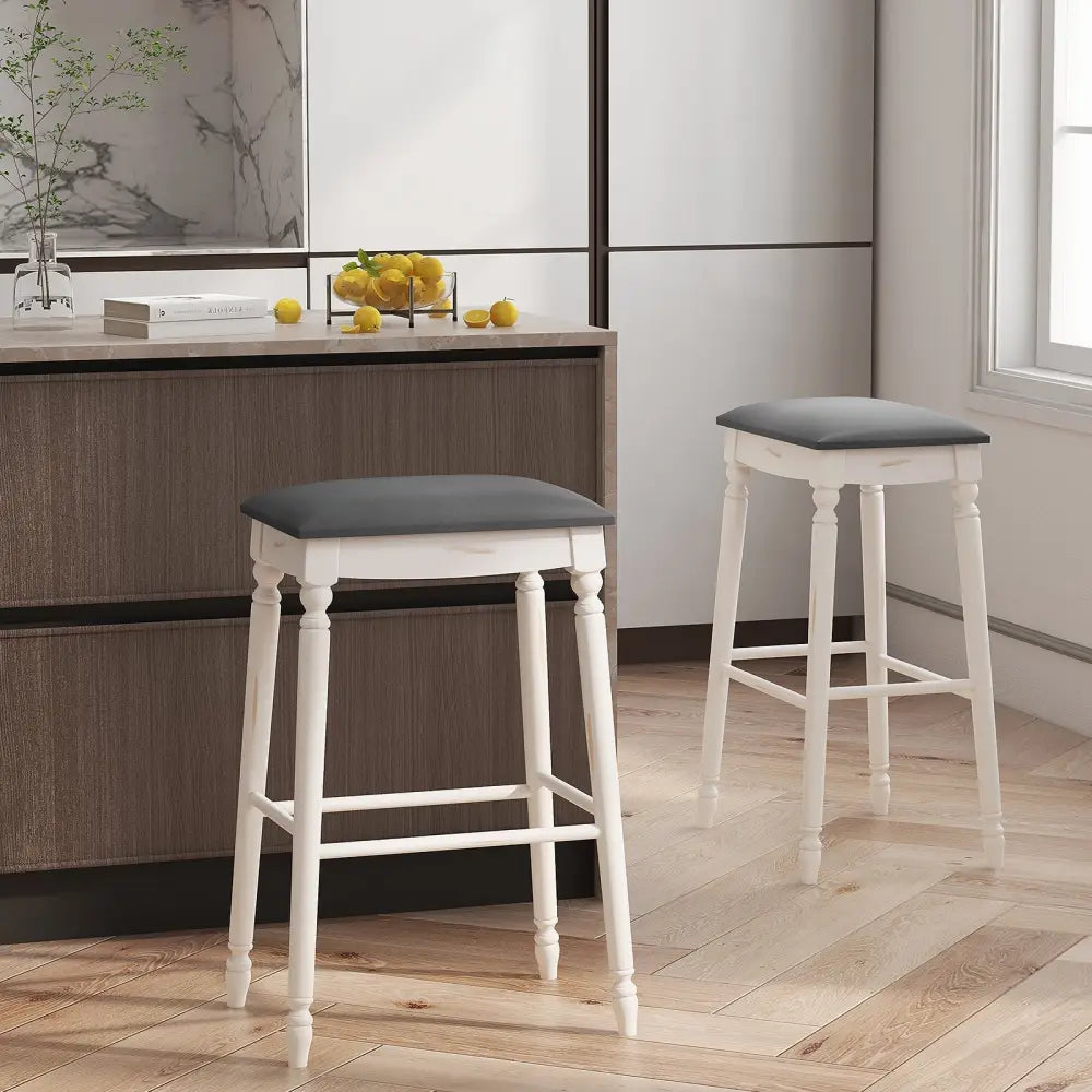 29 Inch Bar Stool Set of 2 with Padded Seat Cushions and Wood Legs-29 inches Costway