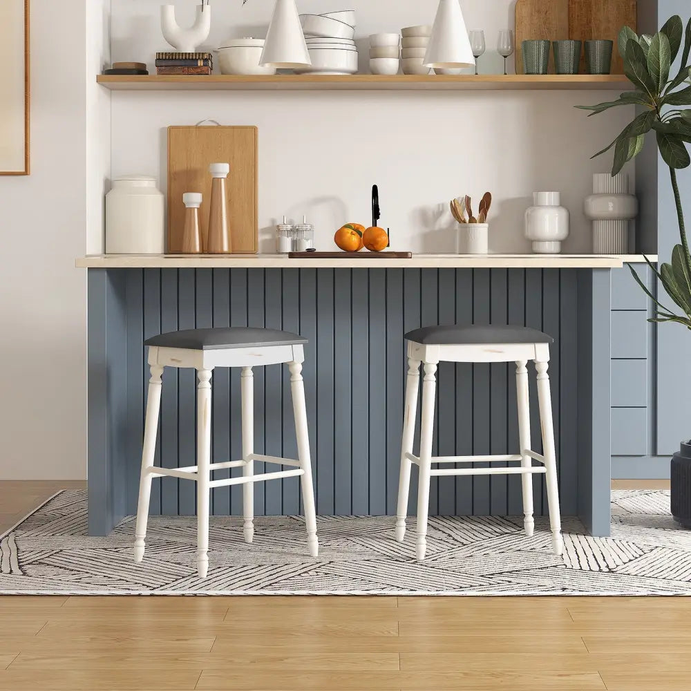 29 Inch Bar Stool Set of 2 with Padded Seat Cushions and Wood Legs-29 inches Costway