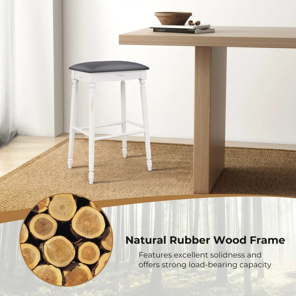 29 Inch Bar Stool Set of 2 with Padded Seat Cushions and Wood Legs-29 inches Costway