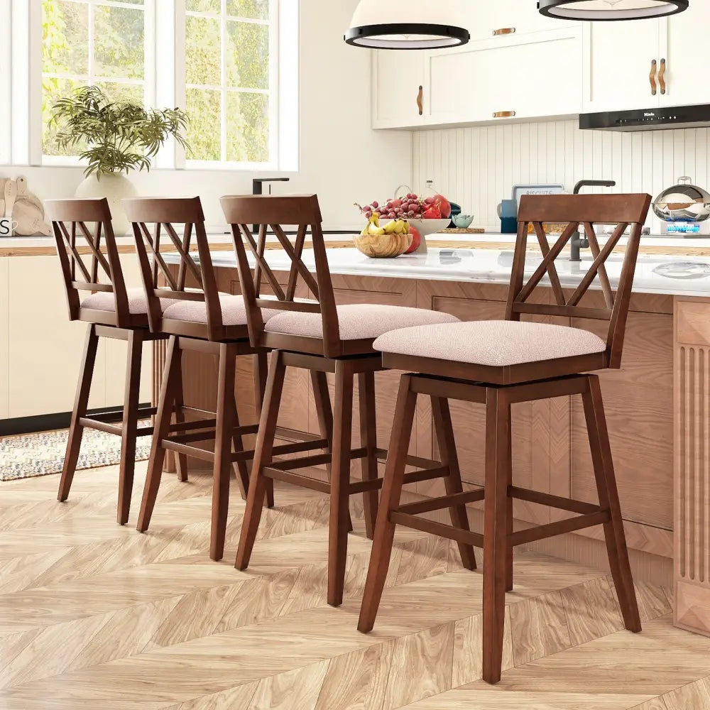 29 Inch Counter Height Barstools with Backrest and Upholstered Seat Cushion for Kitchen Dining Room-29 Inch Costway