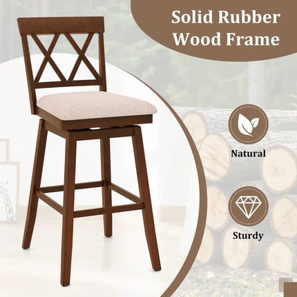 29 Inch Counter Height Barstools with Backrest and Upholstered Seat Cushion for Kitchen Dining Room-29 Inch Costway