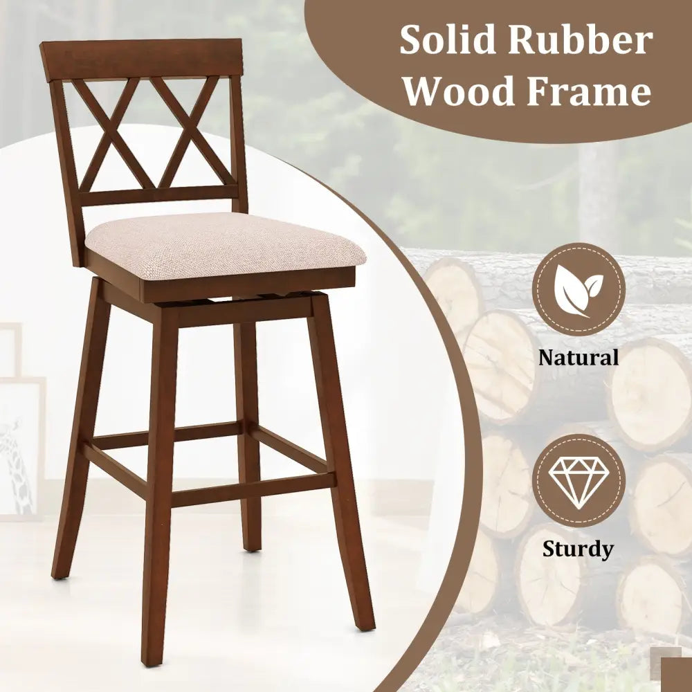 29 Inch Counter Height Barstools with Backrest and Upholstered Seat Cushion for Kitchen Dining Room-29 Inch Costway