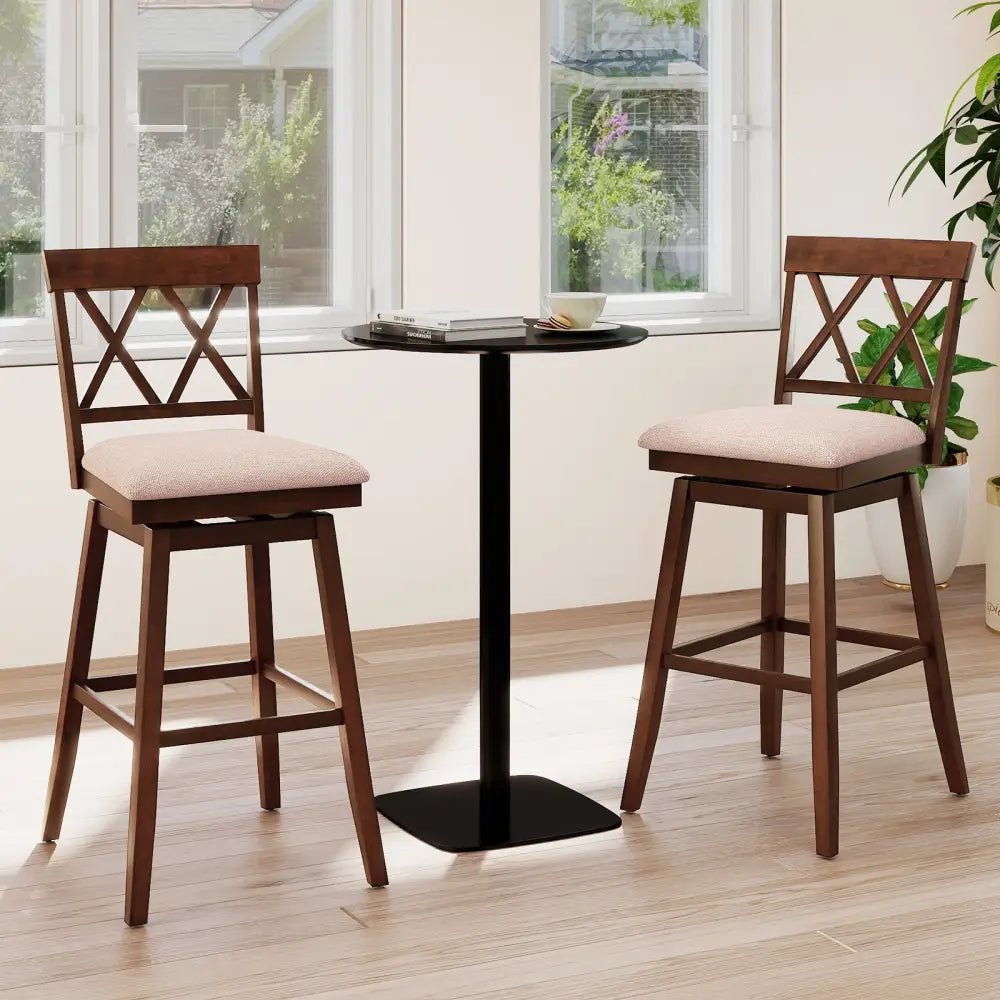 29 Inch Counter Height Barstools with Backrest and Upholstered Seat Cushion for Kitchen Dining Room-29 Inch - Oak - Bar