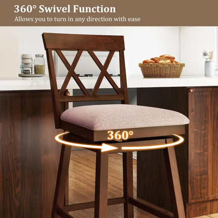29 Inch Counter Height Barstools with Backrest and Upholstered Seat Cushion for Kitchen Dining Room-29 Inch Costway