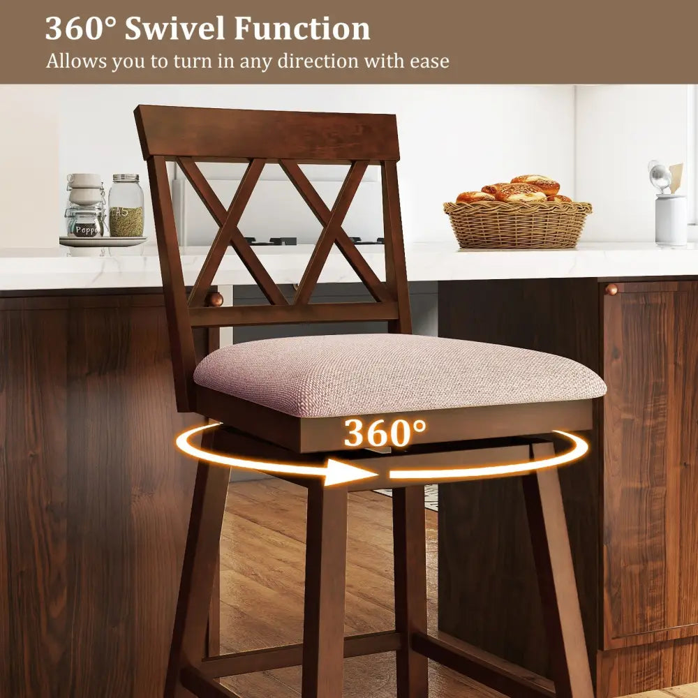 29 Inch Counter Height Barstools with Backrest and Upholstered Seat Cushion for Kitchen Dining Room-29 Inch Costway