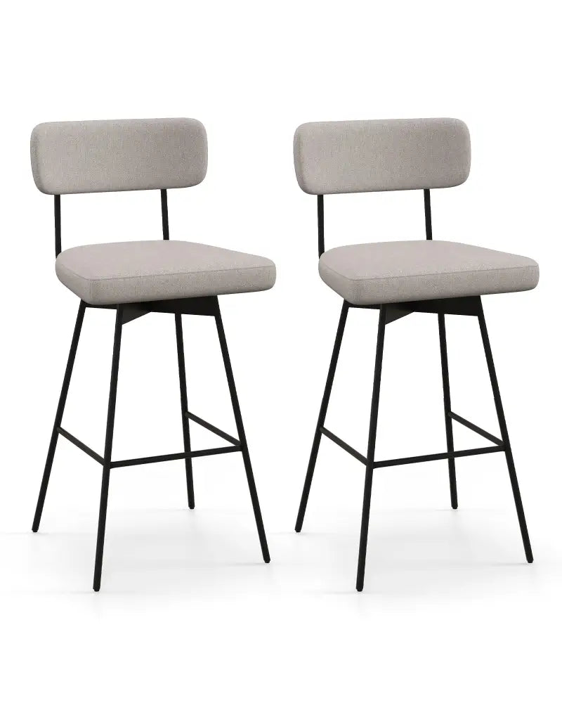 29 Inch Counter Height Upholstered Swivel Bar Stool Set of 2-beige - Beige - Bar Stools