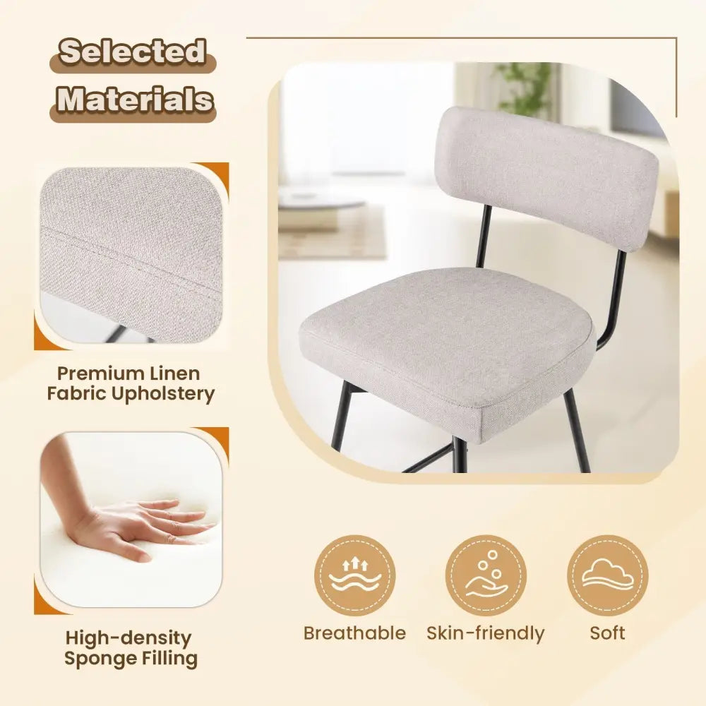 29 Inch Counter Height Upholstered Swivel Bar Stool Set of 2-beige Costway