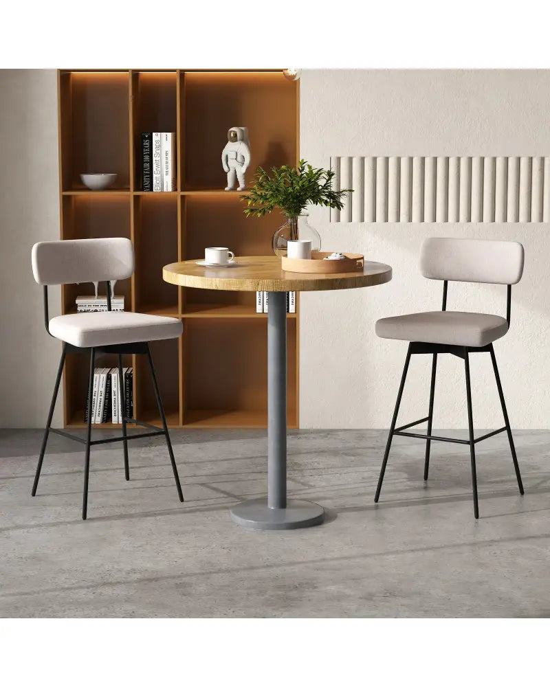 29 Inch Counter Height Upholstered Swivel Bar Stool Set of 2-beige - Beige - Bar Stools