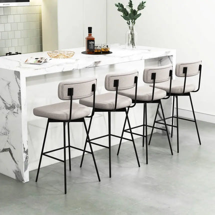 29 Inch Counter Height Upholstered Swivel Bar Stool Set of 2-beige Costway