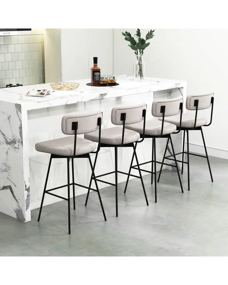 29 Inch Counter Height Upholstered Swivel Bar Stool Set of 2-beige - Beige - Bar Stools