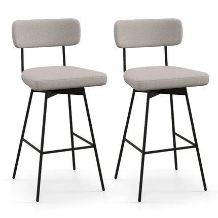 29 Inch Counter Height Upholstered Swivel Bar Stool Set of 2-beige Costway