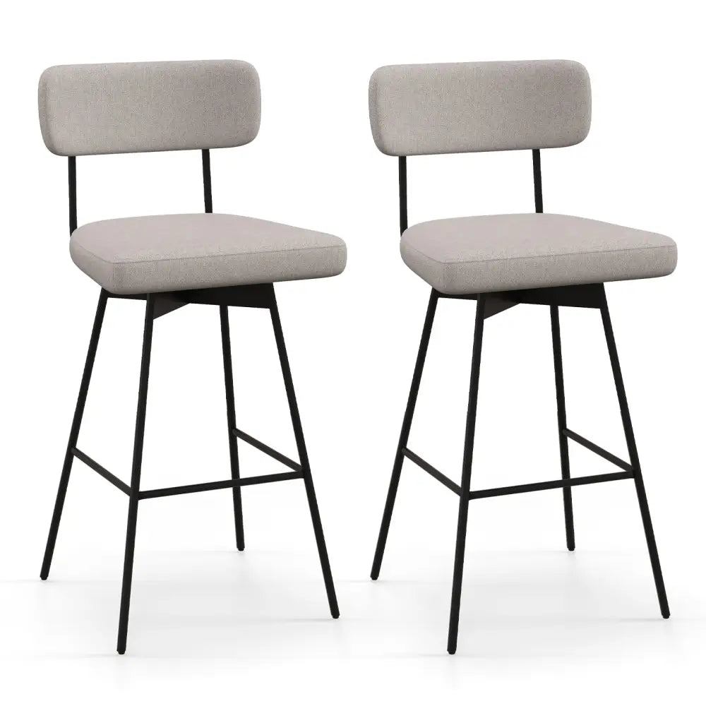 29 Inch Counter Height Upholstered Swivel Bar Stool Set of 2-beige Costway