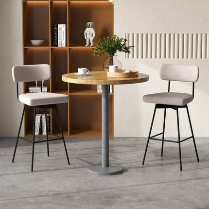 29 Inch Counter Height Upholstered Swivel Bar Stool Set of 2-beige Costway