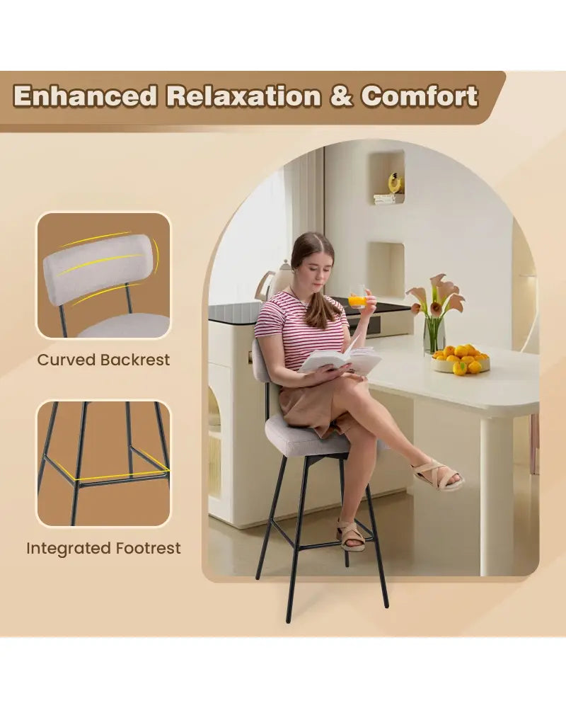 29 Inch Counter Height Upholstered Swivel Bar Stool Set of 2-beige - Beige - Bar Stools