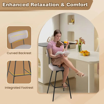29 Inch Counter Height Upholstered Swivel Bar Stool Set of 2-beige Costway