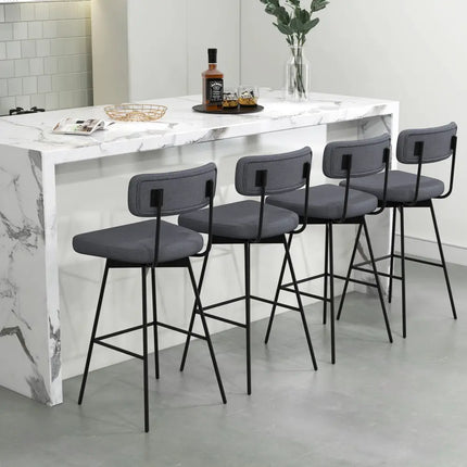 29 Inch Counter Height Upholstered Swivel Bar Stool Set of 2-Gray Costway