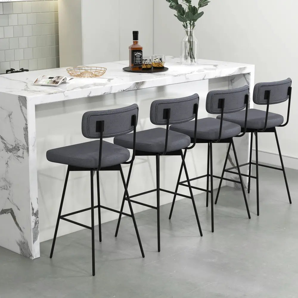 29 Inch Counter Height Upholstered Swivel Bar Stool Set of 2-Gray Costway