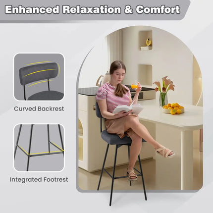 29 Inch Counter Height Upholstered Swivel Bar Stool Set of 2-Gray Costway
