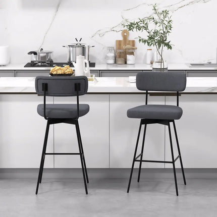 29 Inch Counter Height Upholstered Swivel Bar Stool Set of 2-Gray Costway
