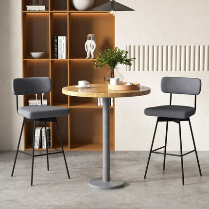 29 Inch Counter Height Upholstered Swivel Bar Stool Set of 2-Gray Costway
