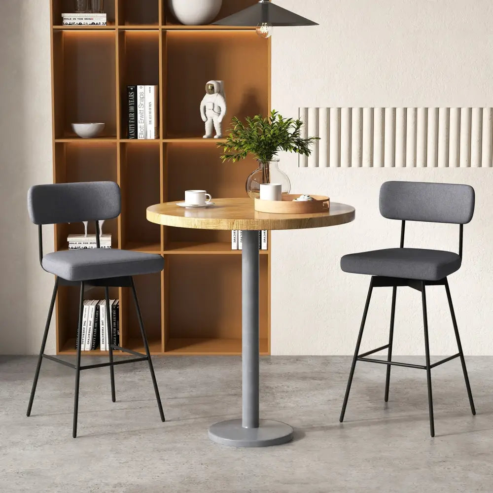 29 Inch Counter Height Upholstered Swivel Bar Stool Set of 2-Gray Costway