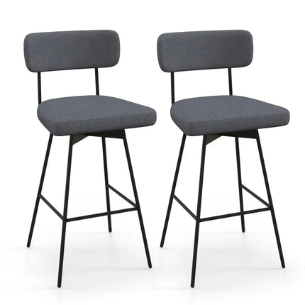 29 Inch Counter Height Upholstered Swivel Bar Stool Set of 2-Gray Costway