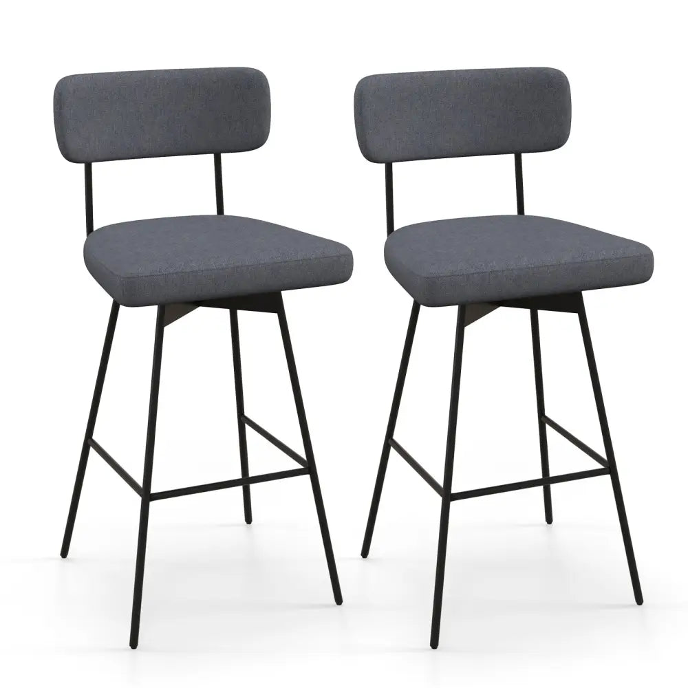 29 Inch Counter Height Upholstered Swivel Bar Stool Set of 2-Gray Costway