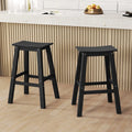 29 Inch HDPE Patio Bar Stool Set of 2 Armless Saddle Stools-Black Costway
