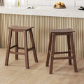 29 Inch HDPE Patio Bar Stool Set of 2 Armless Saddle Stools-Brown Costway