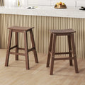 29 Inch HDPE Patio Bar Stool Set of 2 Armless Saddle Stools-Brown - Brown - Bar Stools