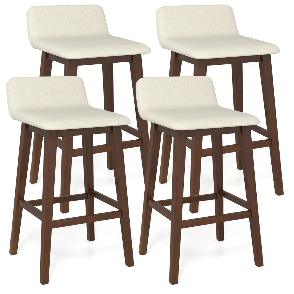 29 Inch Low-Back High-Top Chairs with Padded Seat and Rubber Wood Legs-Brown Costway