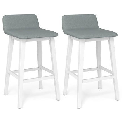 29 Inch Low-Back High-Top Chairs with Padded Seat and Rubber Wood Legs-White Costway