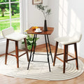 29 Inch Low-Back High-Top Chairs with Padded Seat and Rubber Wood Legs-Brown Costway